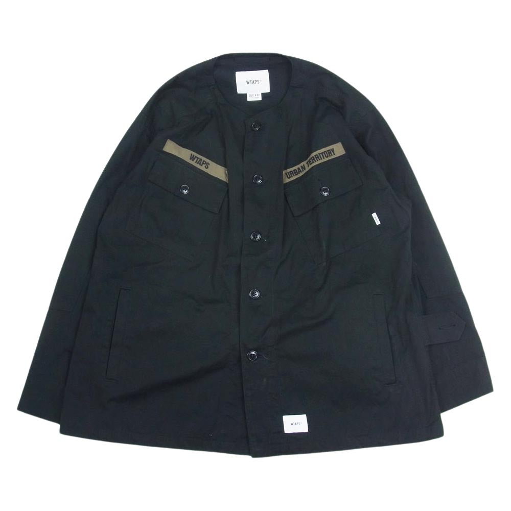 WTAPS ダブルタップス 20AW 202WVDT-SHM02 SCOUT LS COTTON WEATHER コットン ミリタリー ウェザー ノーカラー ジャケット ブラック系 02【美品】【中古】