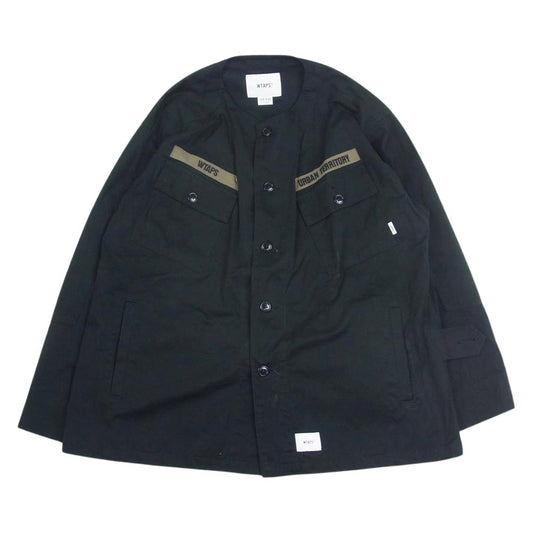 WTAPS ダブルタップス 20AW 202WVDT-SHM02 SCOUT LS COTTON WEATHER コットン ミリタリー ウェザー ノーカラー ジャケット ブラック系 02【美品】【中古】