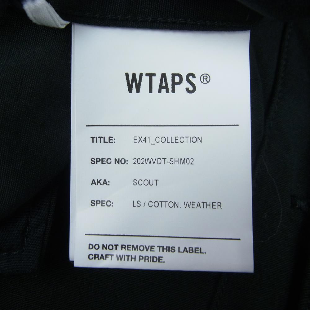 WTAPS ダブルタップス 20AW 202WVDT-SHM02 SCOUT LS COTTON WEATHER コットン ミリタリー ウェザー ノーカラー ジャケット ブラック系 02【美品】【中古】