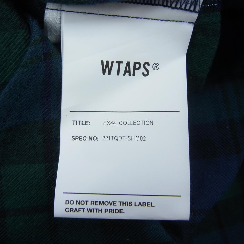 WTAPS ダブルタップス 22SS 221TQDT-SHM02 GREEN WCPO 02 LS COTTON FLANNEL TEXTILE オーバー シャツ コットン フランネル テキスタイル チェック グリーン系 03【美品】【中古】