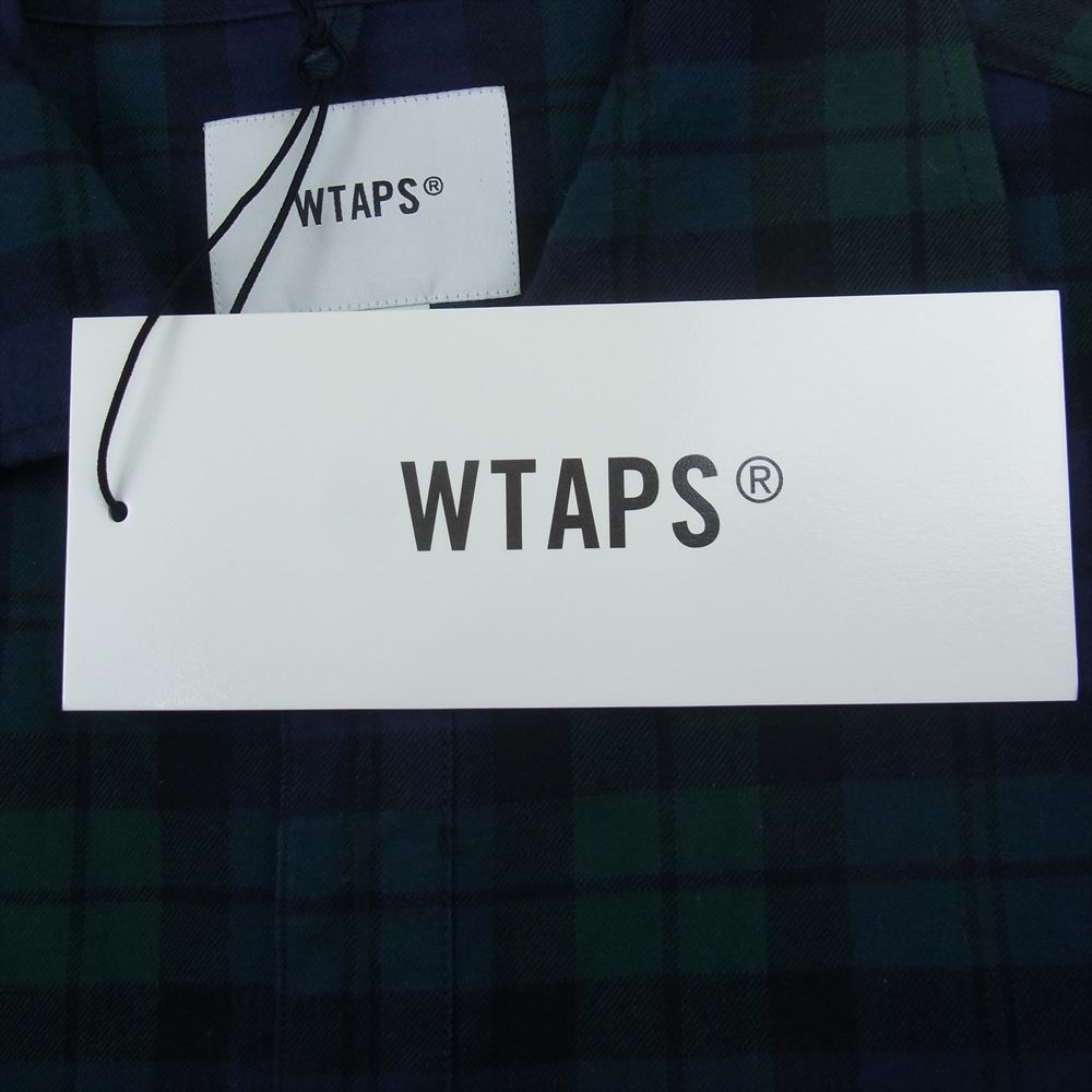 WTAPS ダブルタップス 22SS 221TQDT-SHM02 GREEN WCPO 02 LS COTTON FLANNEL TEXTILE オーバー シャツ コットン フランネル テキスタイル チェック グリーン系 03【美品】【中古】