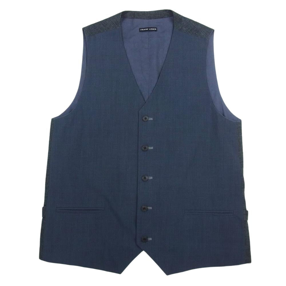FRANK LEDER フランクリーダー ストライプウール リネン ジレ ベスト グレー系 M【中古】