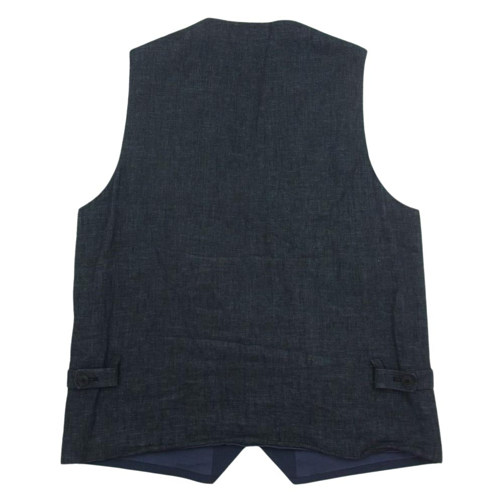 FRANK LEDER フランクリーダー ストライプウール リネン ジレ ベスト グレー系 M【中古】