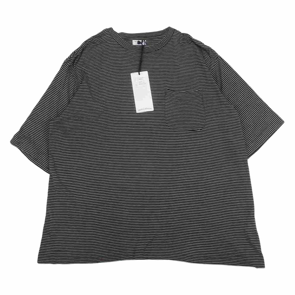 マーティーアンドサンズ MT2103-0803A Washable SILK Pocket Tee ウォッシャブル シルク ポケット ボーダー 半袖Tシャツ ブラック系 2【中古】