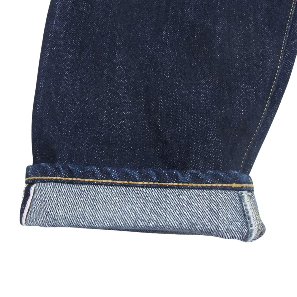 ハツキ 日本製 ボタンフライ ストレート デニム パンツ インディゴブルー系 2【中古】