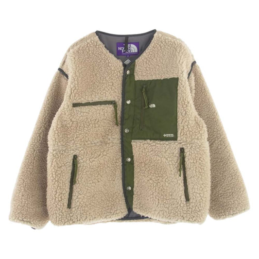 THE NORTH FACE ノースフェイス PURPLE LABEL パープルレーベル Wool Boa Fleece Field Cardigan ウール ボア フリース フィールド カーディガン ジャケット ベージュ系 カーキ系 M【中古】