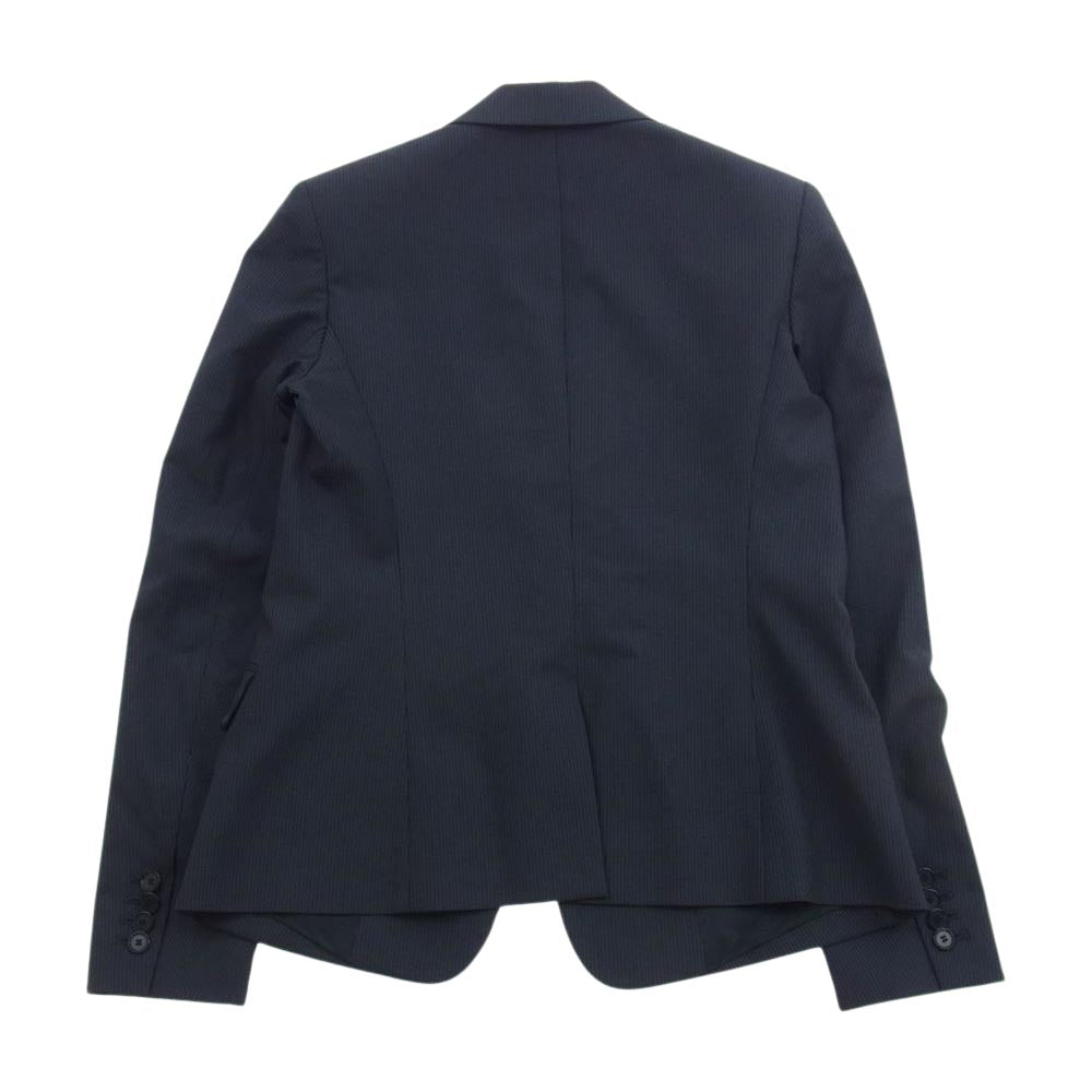 theory セオリー 01-9904230-890-704 Tailor Lanai 背抜き ネイビー×ストライプ ウール 1B テーラードジャケット スラックスパンツ セットアップ ダークネイビー系【中古】