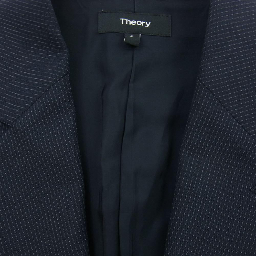 theory セオリー 01-9904230-890-704 Tailor Lanai 背抜き ネイビー×ストライプ ウール 1B テーラードジャケット スラックスパンツ セットアップ ダークネイビー系【中古】