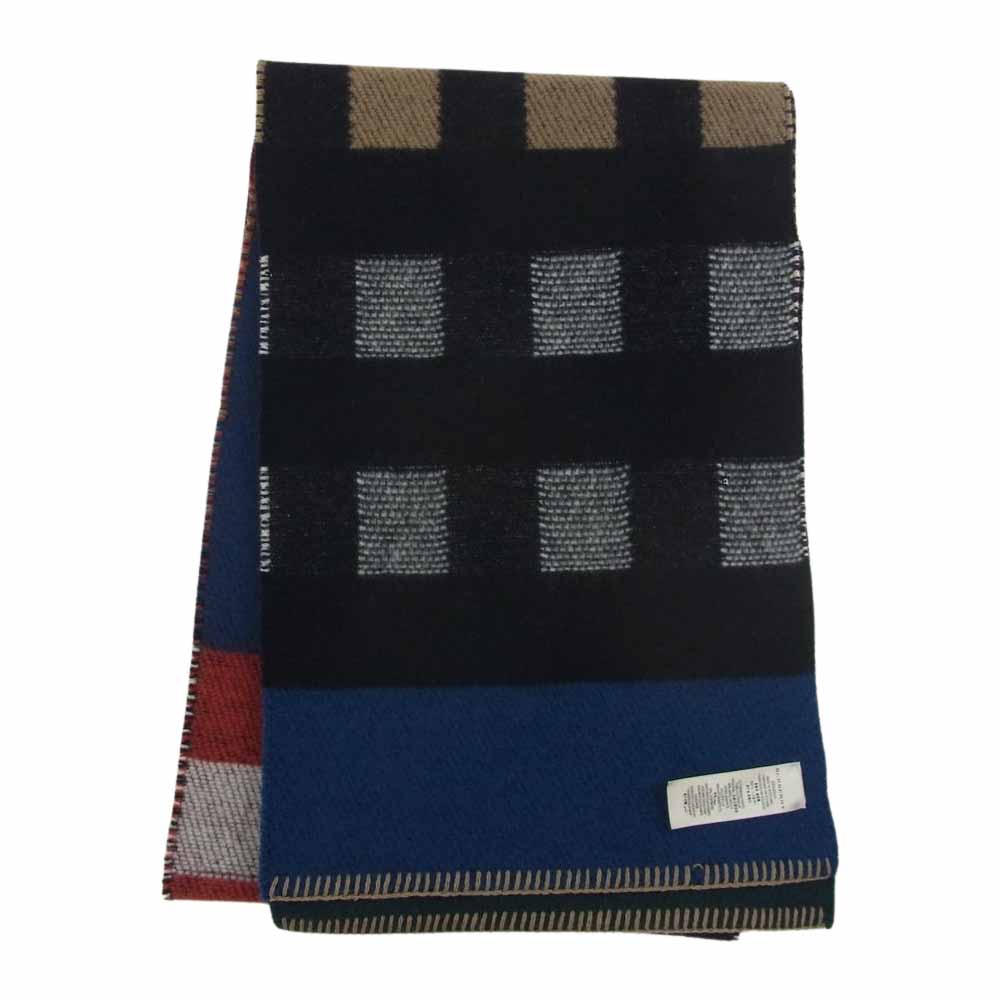 BURBERRY バーバリー スコットランド製 3955677 200×30cm チェック 切替 マフラー ストール マルチカラー系 200×30㎝【中古】