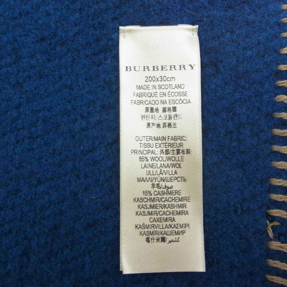 BURBERRY バーバリー スコットランド製 3955677 200×30cm チェック 切替 マフラー ストール マルチカラー系 200×30㎝【中古】