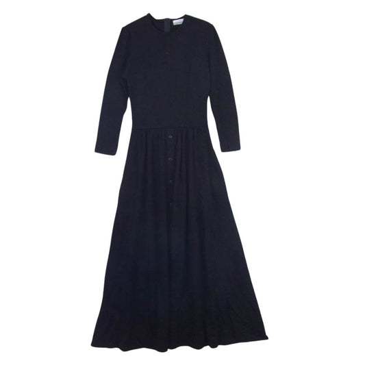 ボーダーズアットバルコニー BD1921-2K-10 WEEKEND MAXI エルボーパッチ ウール ジャージー マキシ ドレス ワンピース ブラック ブラック系 36【中古】