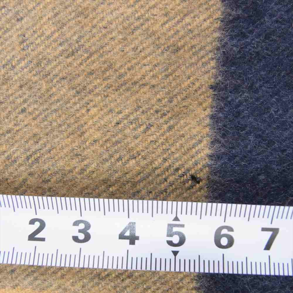 ジョンストンズオブエルガン スコットランド製 カシミヤ100％ 大判 チェック フリンジ マフラー ネイビー系【中古】