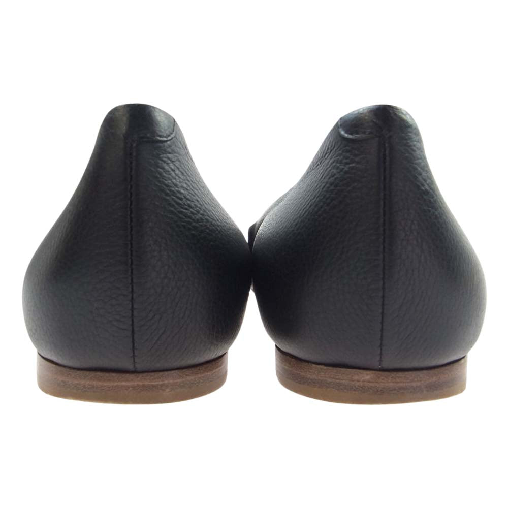 HERMES エルメス レザー パンプス フラット シューズ ブラック系 37【中古】