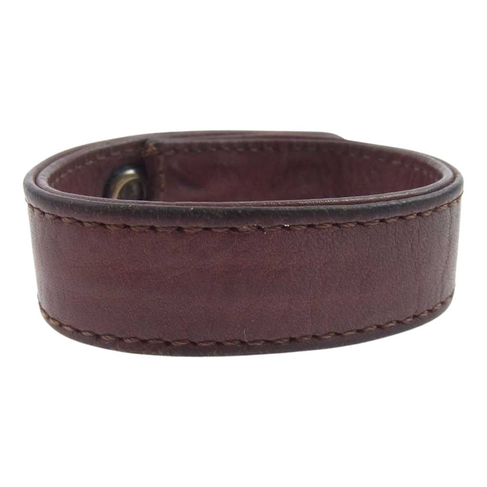 CHROME HEARTS クロムハーツ（原本無） 3BTN 2SNP クロスボール 3ボタン 2スナップ レザー ブレスレット ブラウン系 シルバー系【中古】