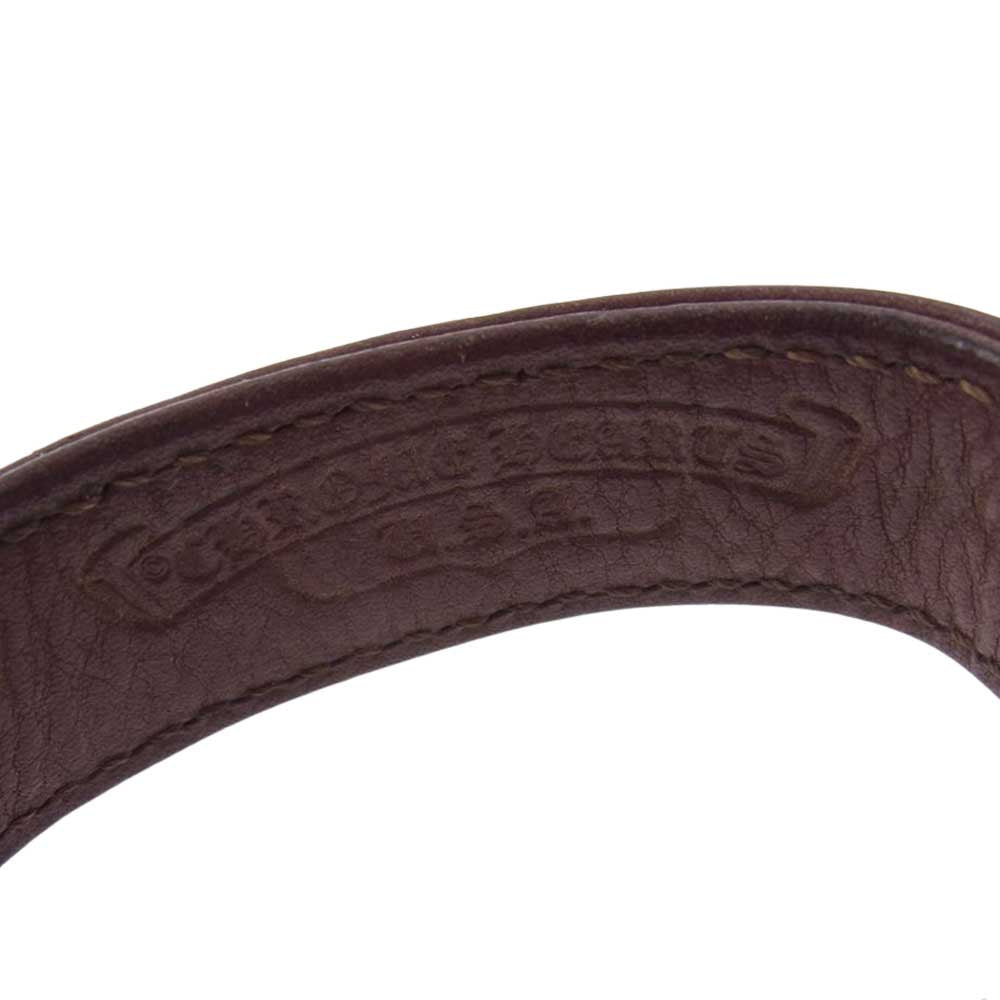 CHROME HEARTS クロムハーツ（原本無） 3BTN 2SNP クロスボール 3ボタン 2スナップ レザー ブレスレット ブラウン系 シルバー系【中古】