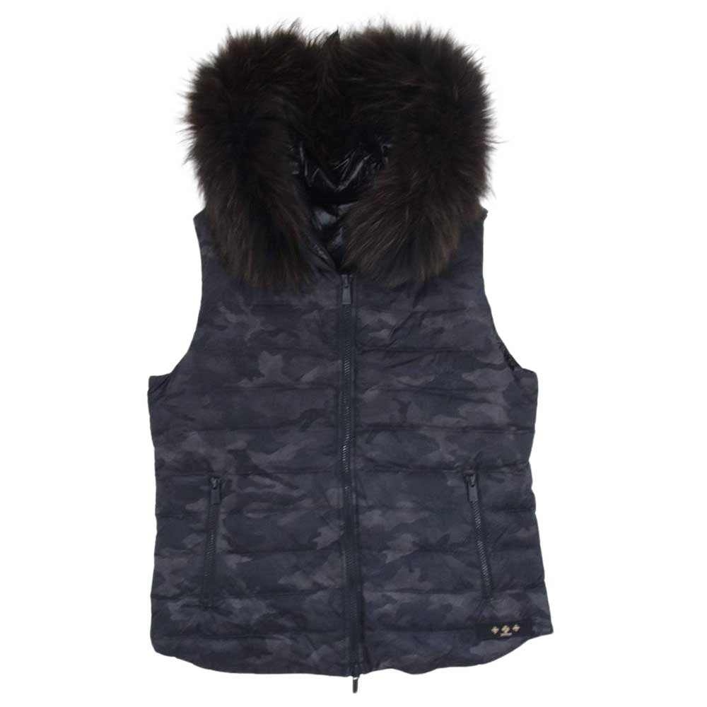 TATRAS タトラス LTA15A4401 CELESTIALE DOWN VEST ラクーンファー付き カモフラージュ柄 ダウン ベスト ブラック系 4【中古】