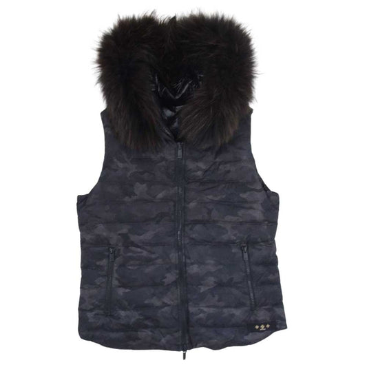TATRAS タトラス LTA15A4401 CELESTIALE DOWN VEST ラクーンファー付き カモフラージュ柄 ダウン ベスト ブラック系 4【中古】