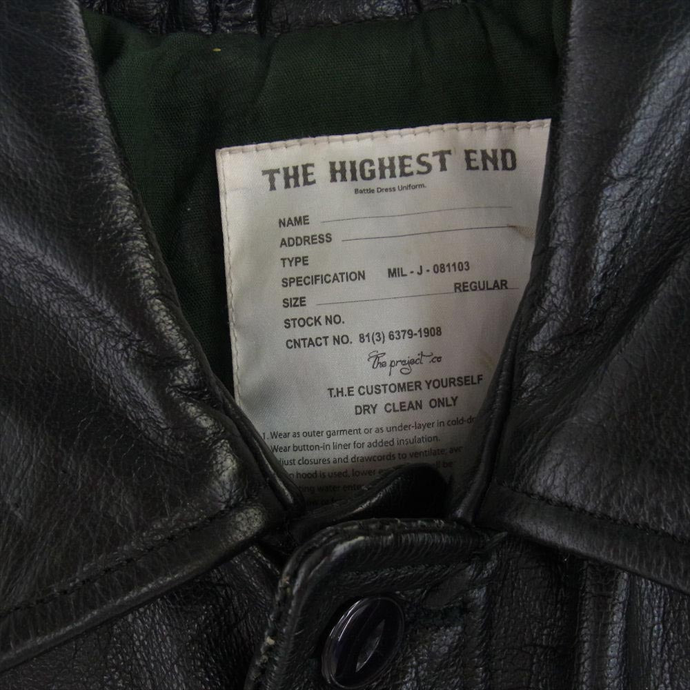 ザハイエストエンド MIL-J-081103 M65 エポレット バイカー ライダーズ レザー ジャケット ブラック系 S【中古】