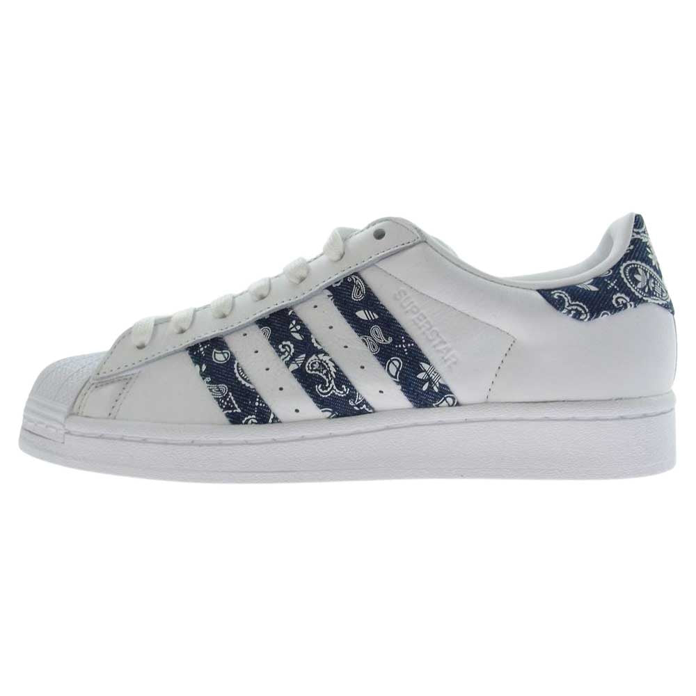adidas アディダス HP5508 SUPERSTAR スーパースター ローカット スニーカー ペイズリー ホワイト系 ネイビー系 25cm【新古品】【未使用】【中古】