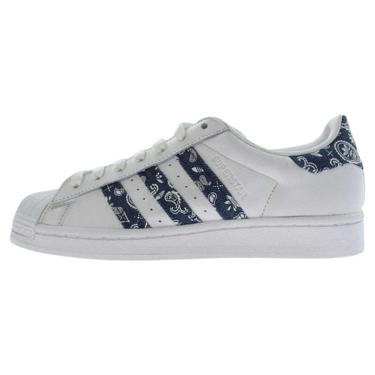 adidas アディダス HP5508 SUPERSTAR スーパースター ローカット スニーカー ペイズリー ホワイト系 ネイビー系 25cm【新古品】【未使用】【中古】