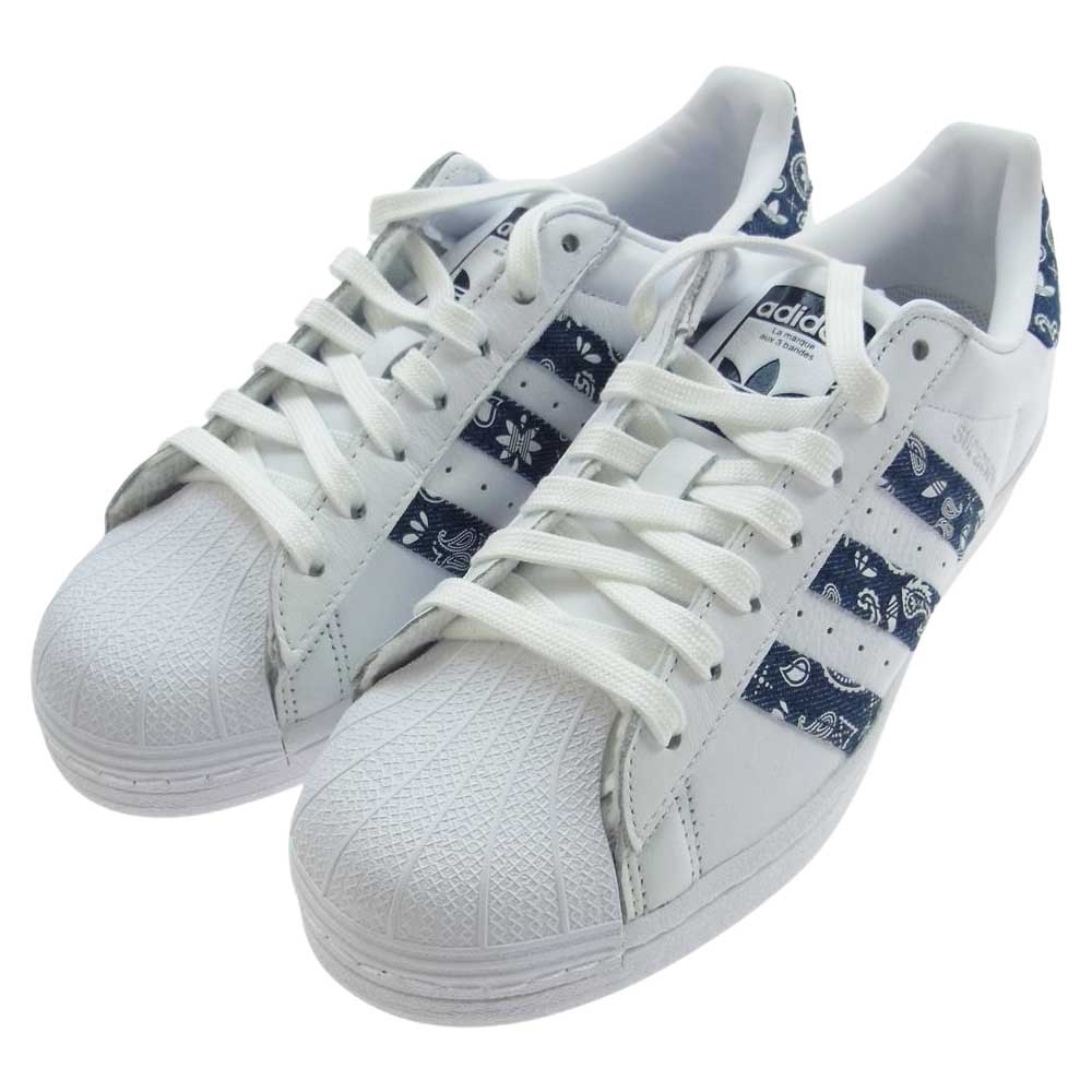 adidas アディダス HP5508 SUPERSTAR スーパースター ローカット スニーカー ペイズリー ホワイト系 ネイビー系 25cm【新古品】【未使用】【中古】