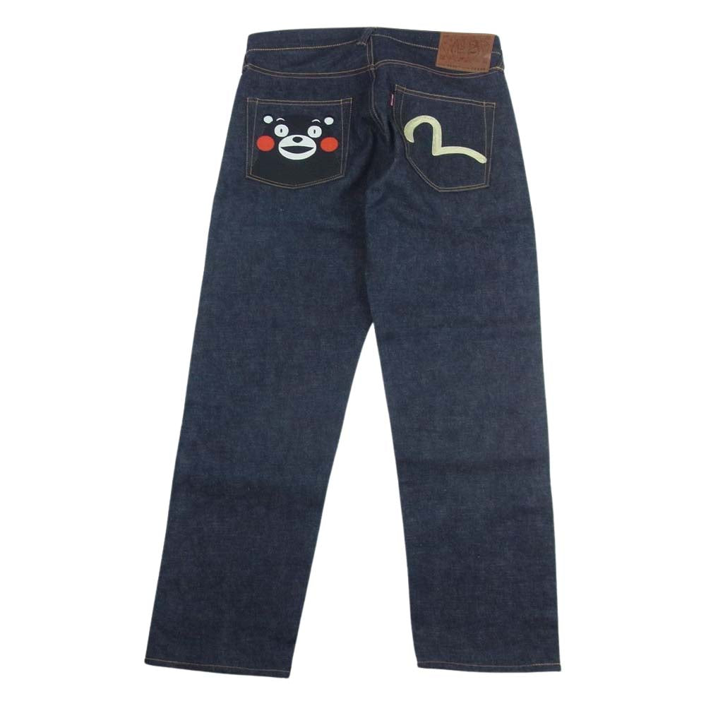 EVISU エヴィス 2000T くまモン 刺繍マーク エヴィス ジーンズ KUMAMON EMB テーパード フィット セルビッチ 赤耳 デニム パンツ インディゴブルー系 36×32【新古品】【未使用】【中古】