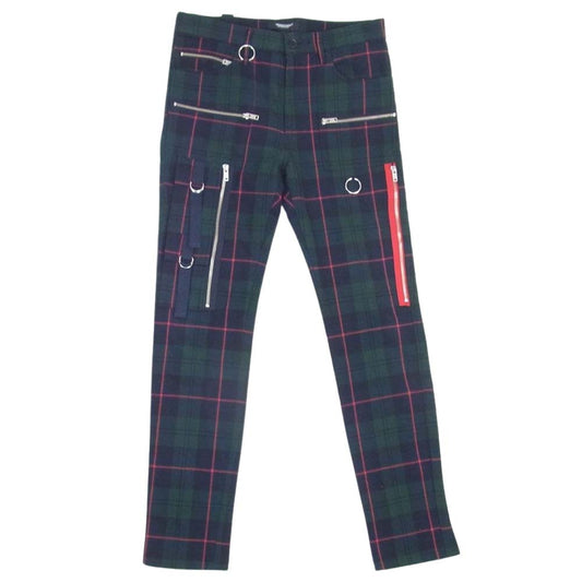 UNDERCOVER アンダーカバー 19SS UCW4512-1 ジップデザイン チェック ボンテージ パンツ ネイビー系 2【中古】
