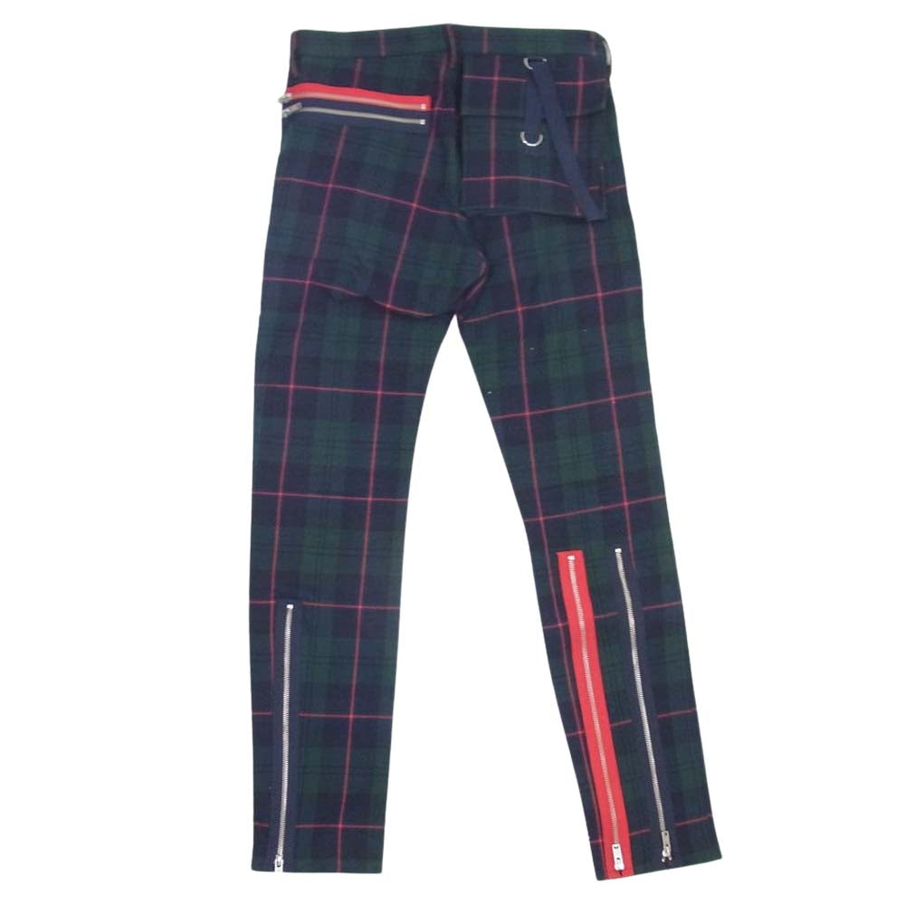 UNDERCOVER アンダーカバー 19SS UCW4512-1 ジップデザイン チェック ボンテージ パンツ ネイビー系 2【中古】