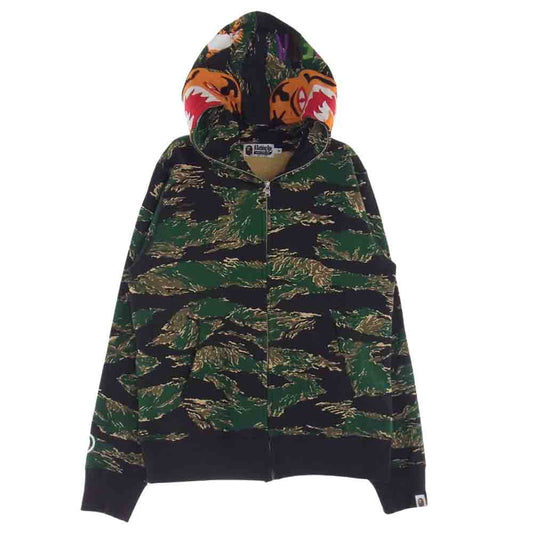 A BATHING APE アベイシングエイプ 001ZPD301015X tiger full zip hoodie a bathing ape bape カモフラ タイガー ジャーク フルジップ パーカー マルチカラー系 M【中古】