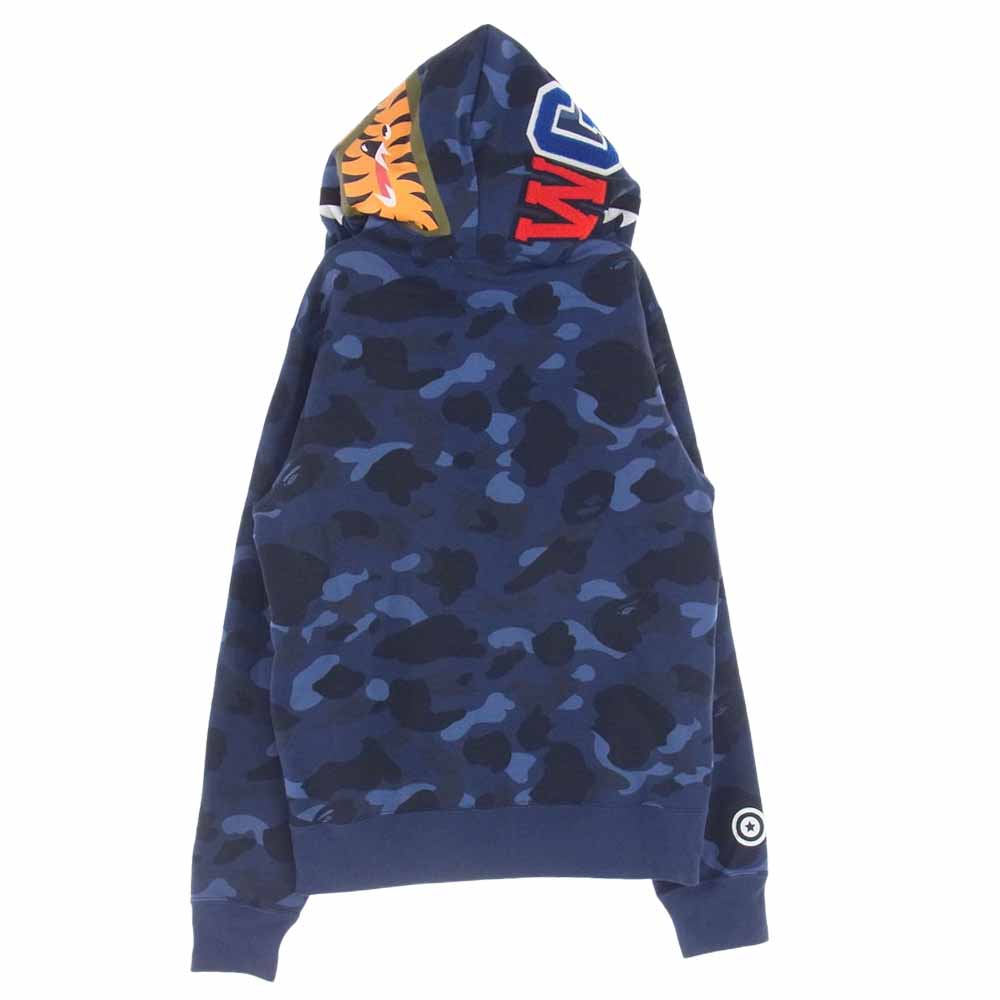 A BATHING APE アベイシングエイプ 1870-115-049 SHARK FULL ZIP HOODIE カモフラ サルカモ シャーク フル ジップ パーカー ブルー マルチカラー系 M【中古】