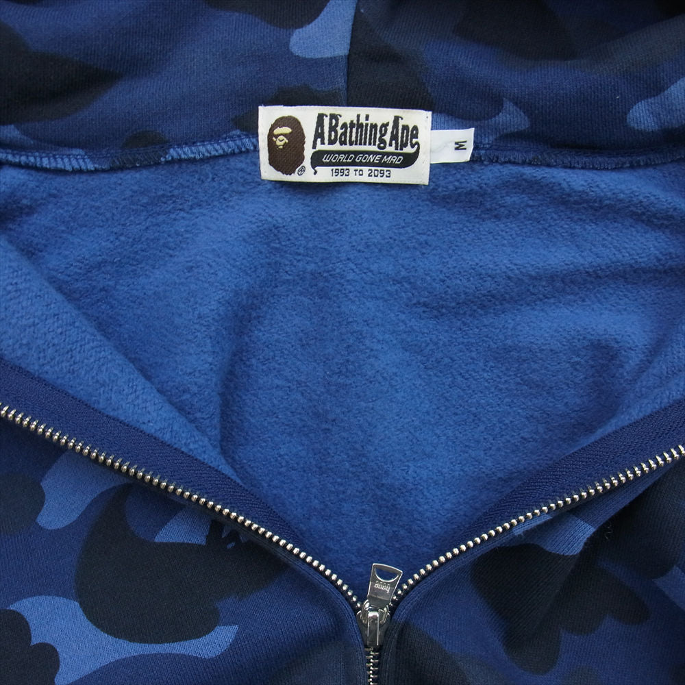 A BATHING APE アベイシングエイプ 1870-115-049 SHARK FULL ZIP HOODIE カモフラ サルカモ シャーク フル ジップ パーカー ブルー マルチカラー系 M【中古】