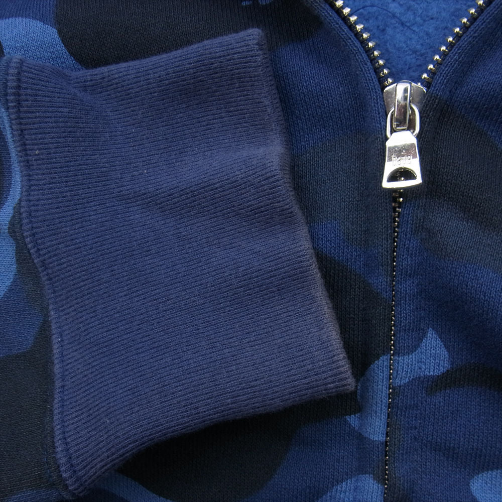 A BATHING APE アベイシングエイプ 1870-115-049 SHARK FULL ZIP HOODIE カモフラ サルカモ シャーク フル ジップ パーカー ブルー マルチカラー系 M【中古】