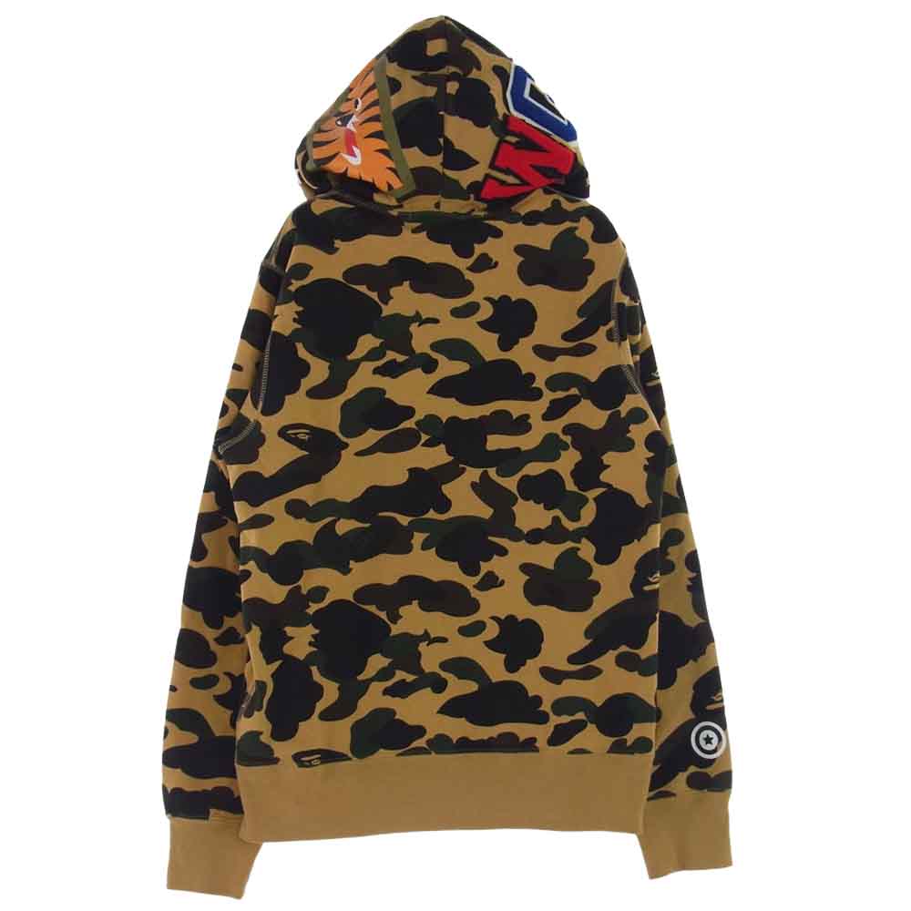 A BATHING APE アベイシングエイプ 001ZPC201018X SHARK FULL ZIP HOODIE カモフラ サルカモ シャーク フル ジップ パーカー  マルチカラー系 M【中古】