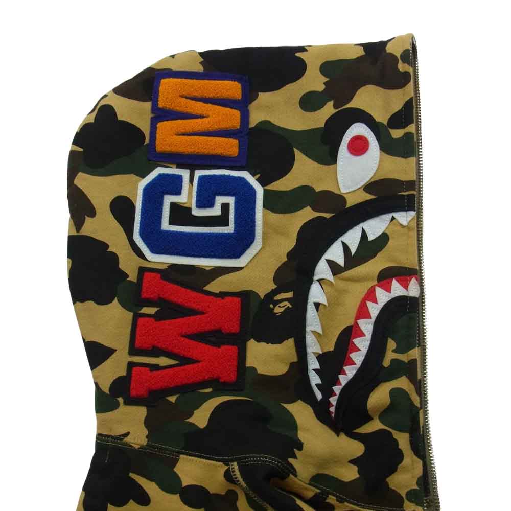 A BATHING APE アベイシングエイプ 001ZPC201018X SHARK FULL ZIP HOODIE カモフラ サルカモ シャーク フル ジップ パーカー  マルチカラー系 M【中古】