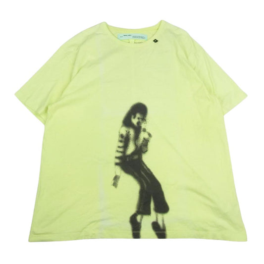 OFF-WHITE オフホワイト 19SS  OMAA038S19185002 マイケルジャクソン プリント オーバーサイズ 半袖 Tシャツ イエロー系 L【中古】