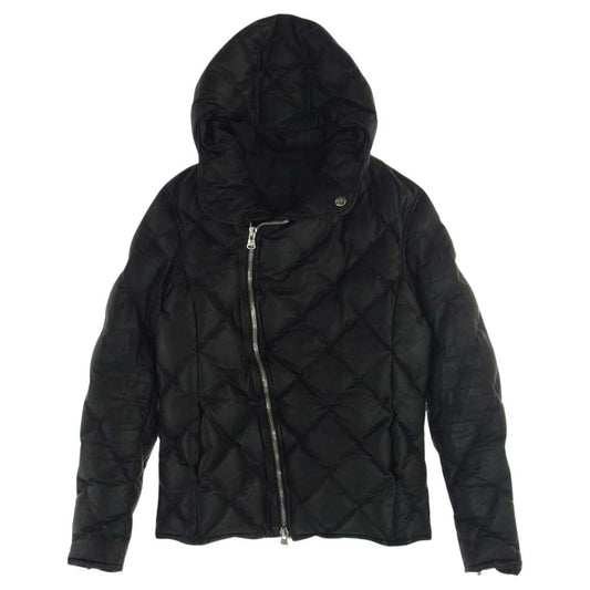 ISAMUKATAYAMA BACKLASH イサムカタヤマバックラッシュ 1363-02 カンガルーレザー ホワイトグース キルト ダウンジャケット ブラック系 XL【中古】