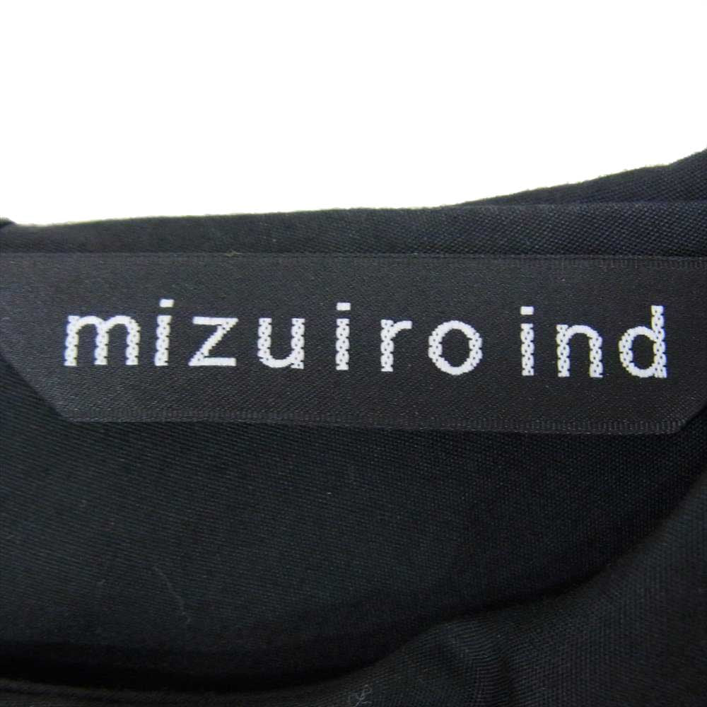 ミズイロインド 丸襟 フロッキードット総柄 ワンピース ブラック系【中古】