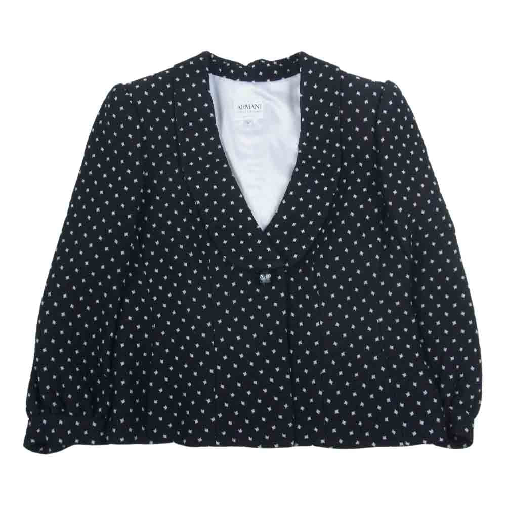 ARMANI COLLEZIONI アルマーニコレッツォーニ 20082 イタリア製 1B ウール ニット テーラードジャケット ブラック系 40【中古】