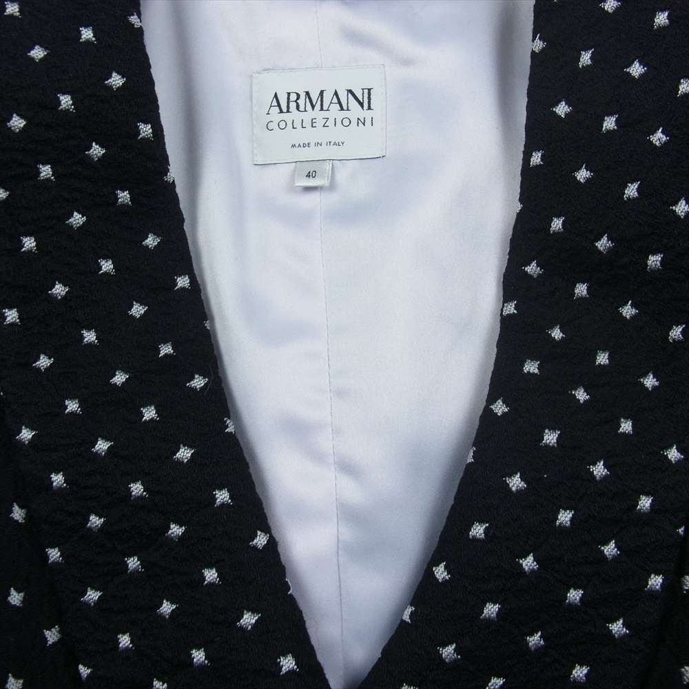 ARMANI COLLEZIONI アルマーニコレッツォーニ 20082 イタリア製 1B ウール ニット テーラードジャケット ブラック系 40【中古】