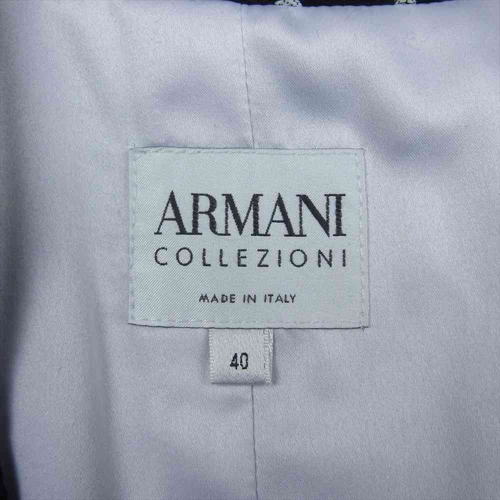 ARMANI COLLEZIONI アルマーニコレッツォーニ 20082 イタリア製 1B ウール ニット テーラードジャケット ブラック系 40【中古】