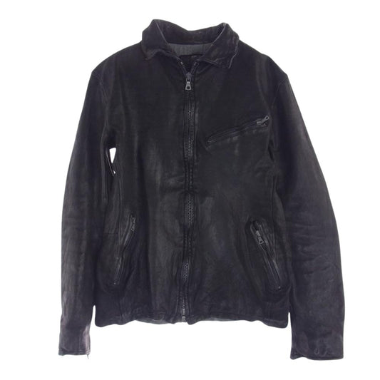 ISAMUKATAYAMA BACKLASH イサムカタヤマバックラッシュ 1295-02 ベルギーショルダー 製品染め シングルライダース ジャケット ブラック系 L【中古】