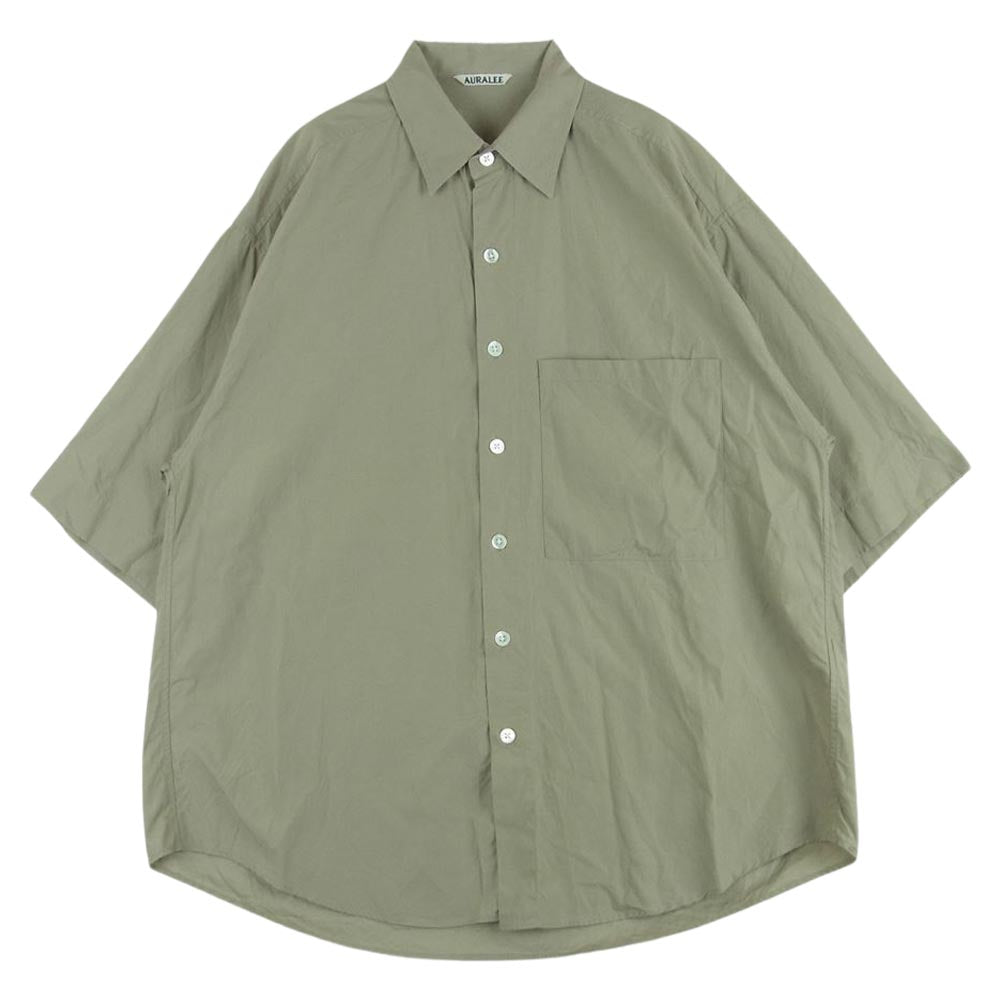 AURALEE オーラリー 18SS A8SS03TN WASHED FINX TWILL HALF SLEEVED BIG SHIRTS ウォッシュドフィンクス ツイル 半袖 シャツ グレイッシュベージュ系 3【中古】