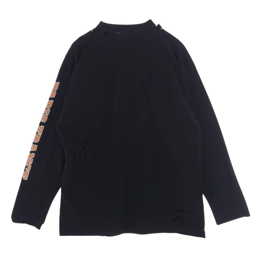 BALENCIAGA バレンシアガ 22SS 681046 クラッシュ加工 オーバーサイズ 長袖 Tシャツ カットソー ブラック系 L【新古品】【未使用】【中古】