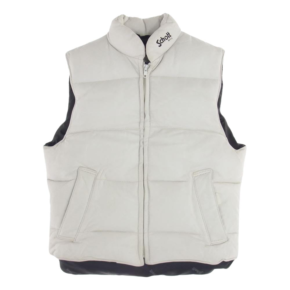 schott ショット USA製 レザー ダウン ベスト ホワイト系 40【中古】