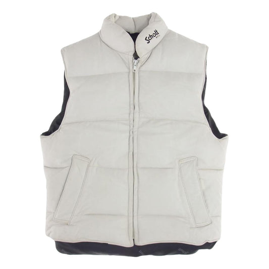 schott ショット USA製 レザー ダウン ベスト ホワイト系 40【中古】