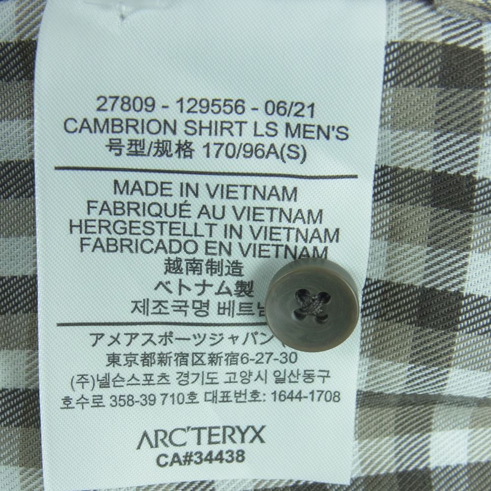 ARC'TERYX アークテリクス CAMBRION SHIRT LS キャンブリオン チェック 長袖 シャツ グレイッシュブラウン系 S【中古】