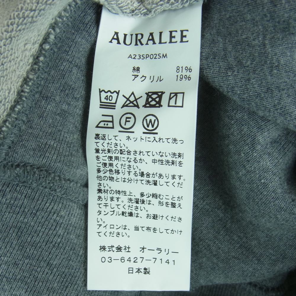 AURALEE オーラリー 23SS A23SP02SM SUPER MILLED SWEAT P/O スーパーマイルド クルーネック スウェット プルオーバー トレーナー グレー系 3【中古】