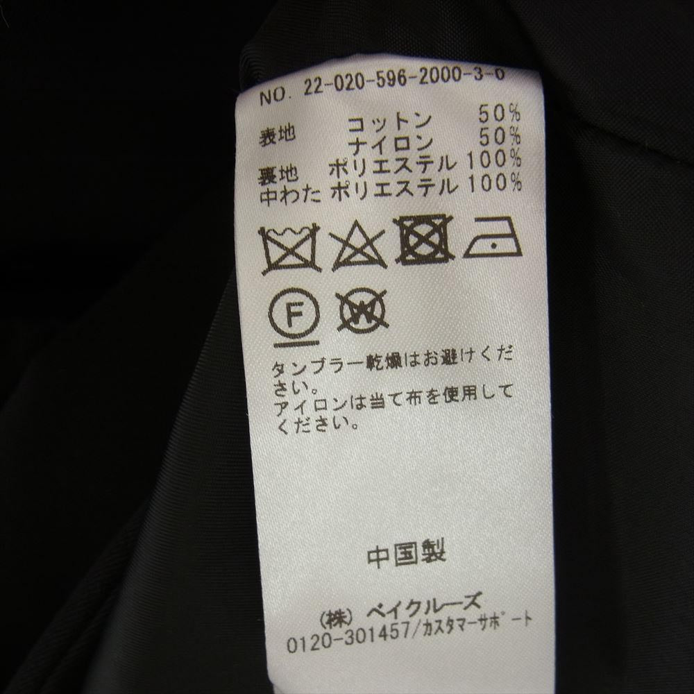 ザ シード バイ ウィリー チャヴァリア 22AW 22-020-596-2000-3-0 Strong coat ステンカラー 比翼 中綿 ストロング コート ブラック系 42【極上美品】【中古】