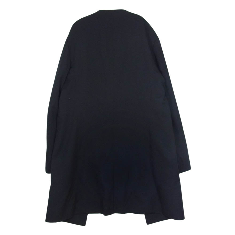 Yohji Yamamoto POUR HOMME ヨウジヤマモトプールオム HG-J11-100 PRODUCE プロデュース 100番ウールギャバジン シワギャバ ノーカラーロングJKT ジャケット コート ブラック系 3【美品】【中古】