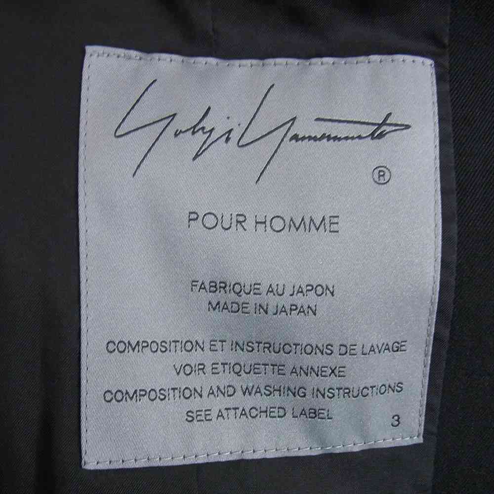 Yohji Yamamoto POUR HOMME ヨウジヤマモトプールオム HG-J11-100 PRODUCE プロデュース 100番ウールギャバジン シワギャバ ノーカラーロングJKT ジャケット コート ブラック系 3【美品】【中古】